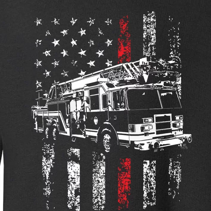 Fireman American Flag Thin Red Line Firefighter Toddler Sweatshirt