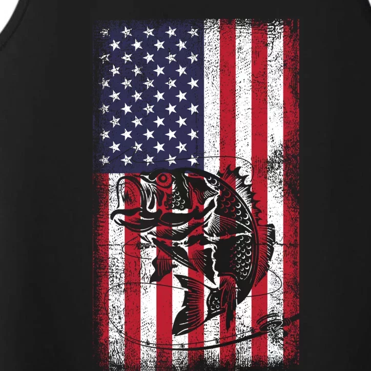 Fishing American Flag Fish Graphic Fisher Cool Gift Performance Tank