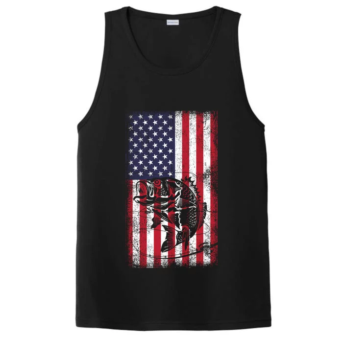 Fishing American Flag Fish Graphic Fisher Cool Gift Performance Tank