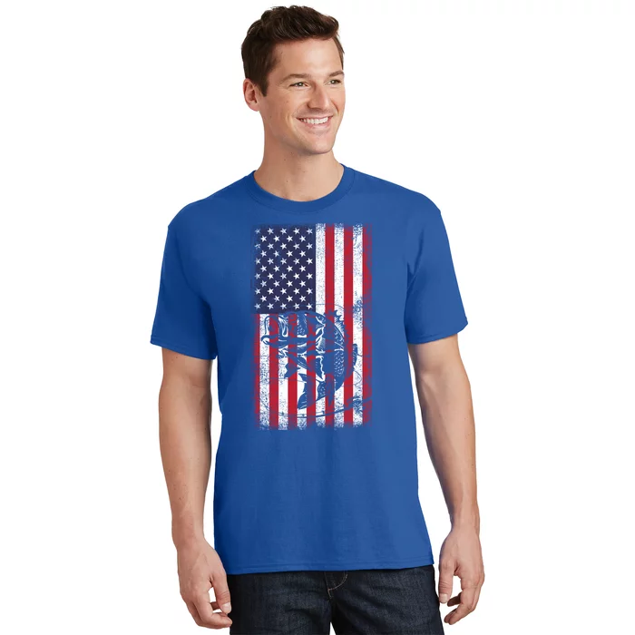 Fishing American Flag Fish Graphic Fisher Cool Gift T-Shirt