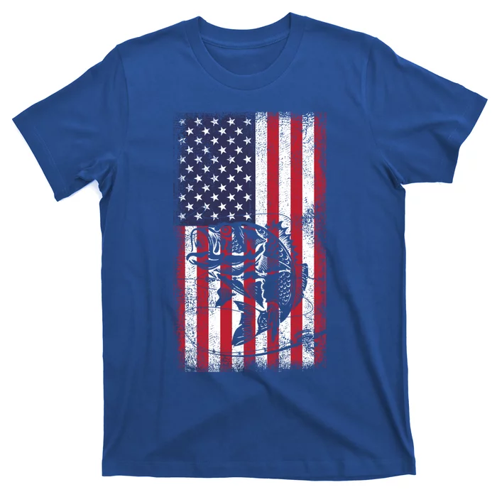 Fishing American Flag Fish Graphic Fisher Cool Gift T-Shirt