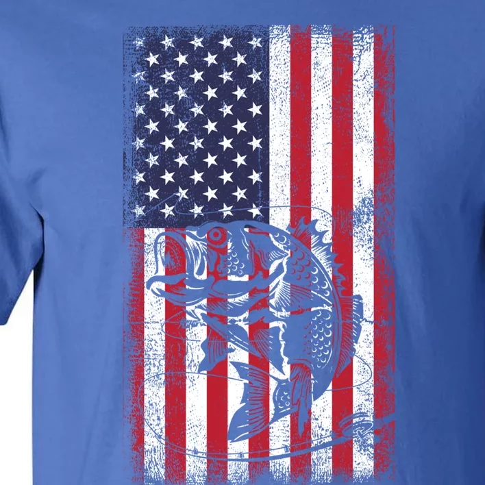 Fishing American Flag Fish Graphic Fisher Cool Gift Tall T-Shirt