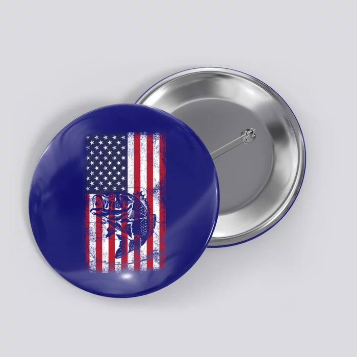 Fishing American Flag Fish Graphic Fisher Cool Gift Button