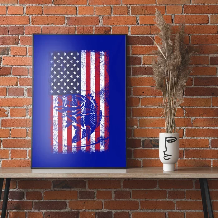 Fishing American Flag Fish Graphic Fisher Cool Gift Poster