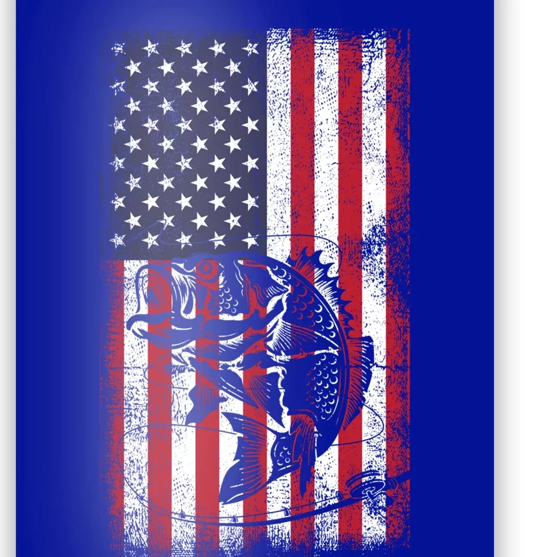 Fishing American Flag Fish Graphic Fisher Cool Gift Poster