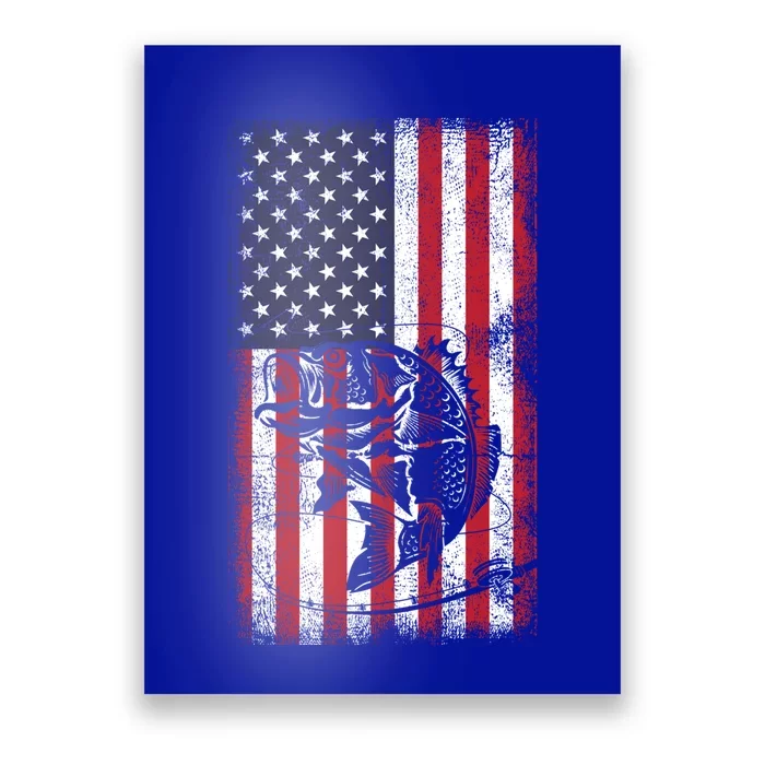 Fishing American Flag Fish Graphic Fisher Cool Gift Poster