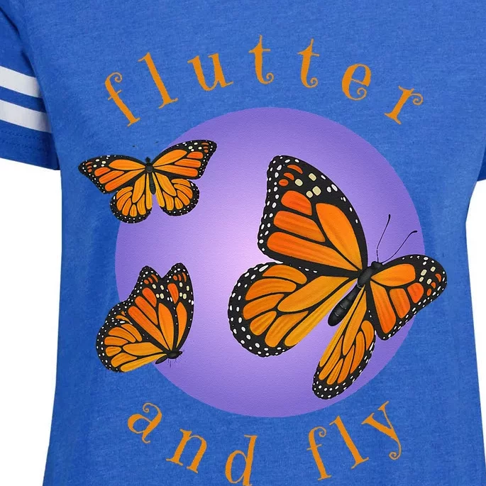 Flutter And Fly Apparel Monarch Butterflies On Glowing Moon Enza Ladies Jersey Football T-Shirt