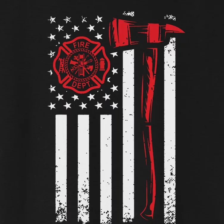 Fireman American Flag Graphics Firefighter Women's Crop Top Tee