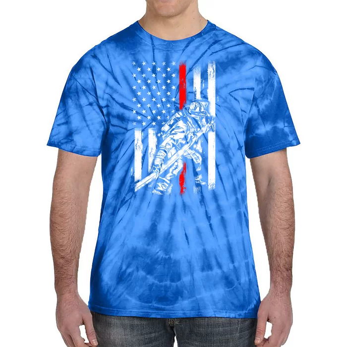 Firefighter American Flag For Us Fire Gift Tie-Dye T-Shirt