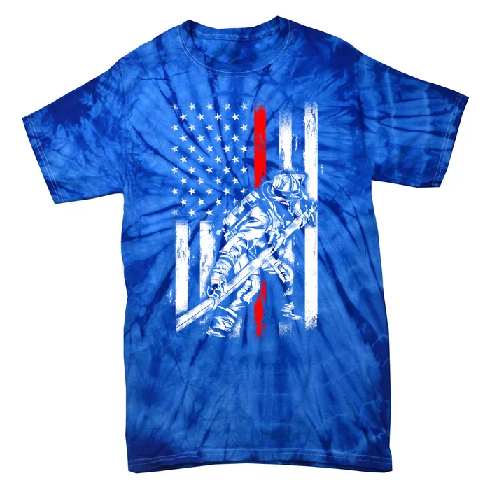 Firefighter American Flag For Us Fire Gift Tie-Dye T-Shirt