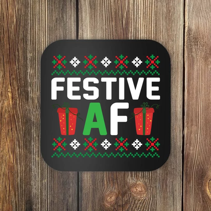 Festive Af Funny Holidays Gift Coaster