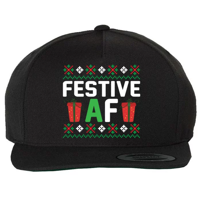 Festive Af Funny Holidays Gift Wool Snapback Cap