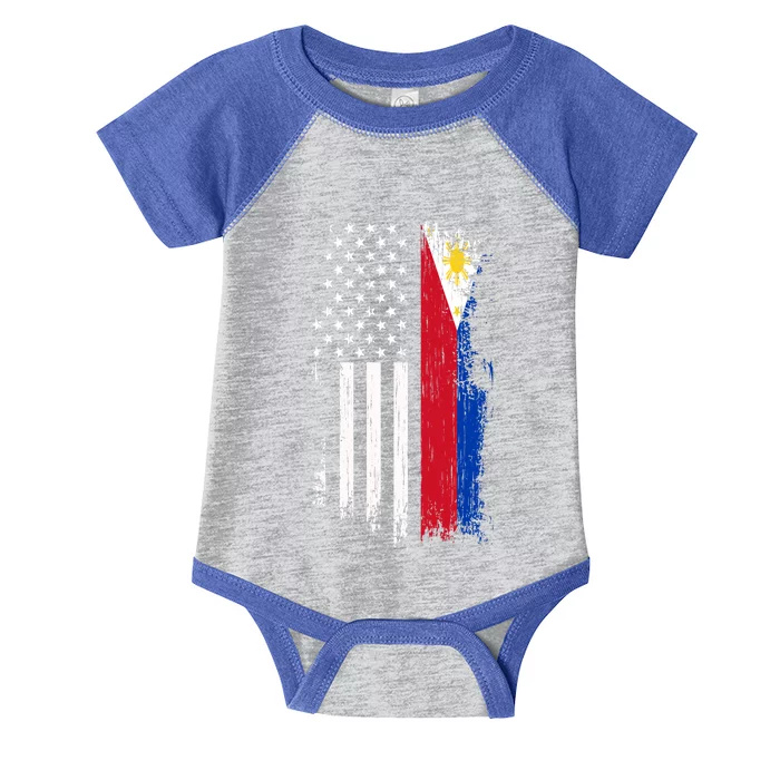 Filipino American Flag Gift Cool Gift Pride Philippines Gift Infant Baby Jersey Bodysuit