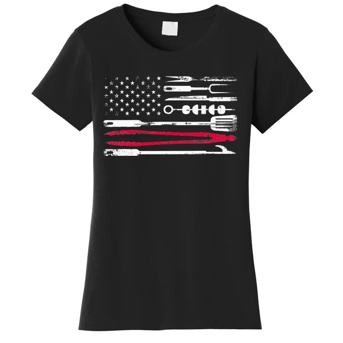 Funny American Flag Grilling Tools BBQ Grill Barbecue Tool Women's T-Shirt