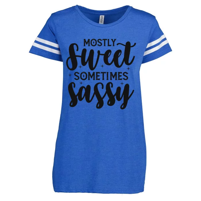 Funny And Feisty Mom Mostly Sweet Sometimes Sassy Enza Ladies Jersey Football T-Shirt