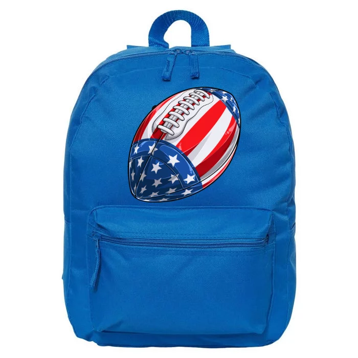 Football American Flag 4th Of July American Gift 16 in Basic Backpack