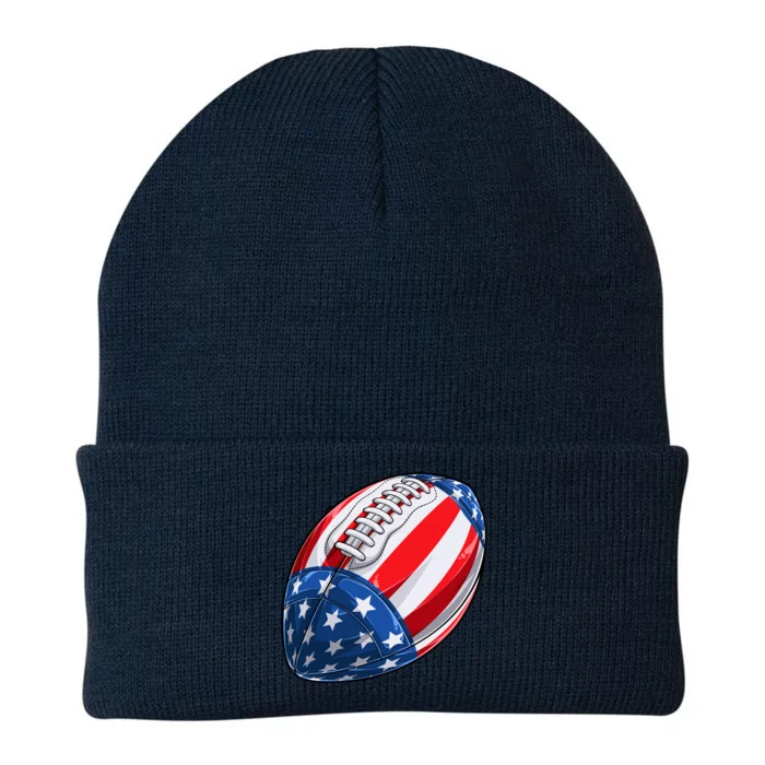 Football American Flag 4th Of July American Gift Knit Cap Winter Beanie