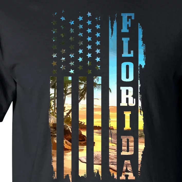 Florida American Flag Pride Beach Surfer Patriotic Tall T-Shirt