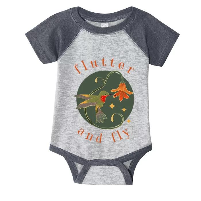 Flutter and Fly apparel hummingbird and flower Infant Baby Jersey Bodysuit