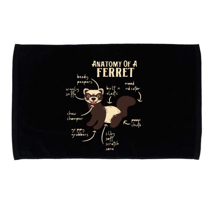 Ferret Anatomy Funny Animal Lover Polecat Paw Pet Owner Gift Microfiber Hand Towel