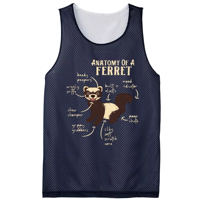 Ferret Anatomy Funny Animal Lover Polecat Paw Pet Owner Gift Mesh Reversible Basketball Jersey Tank