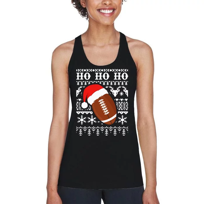 Funny American Football Ugly Christmas Sweater XMAS Women's Racerback Tank