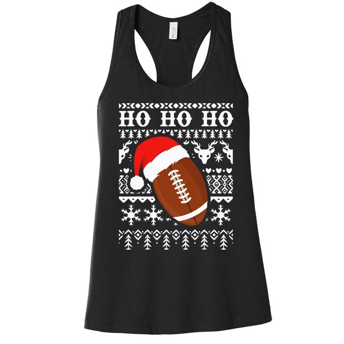 Funny American Football Ugly Christmas Sweater XMAS Women's Racerback Tank