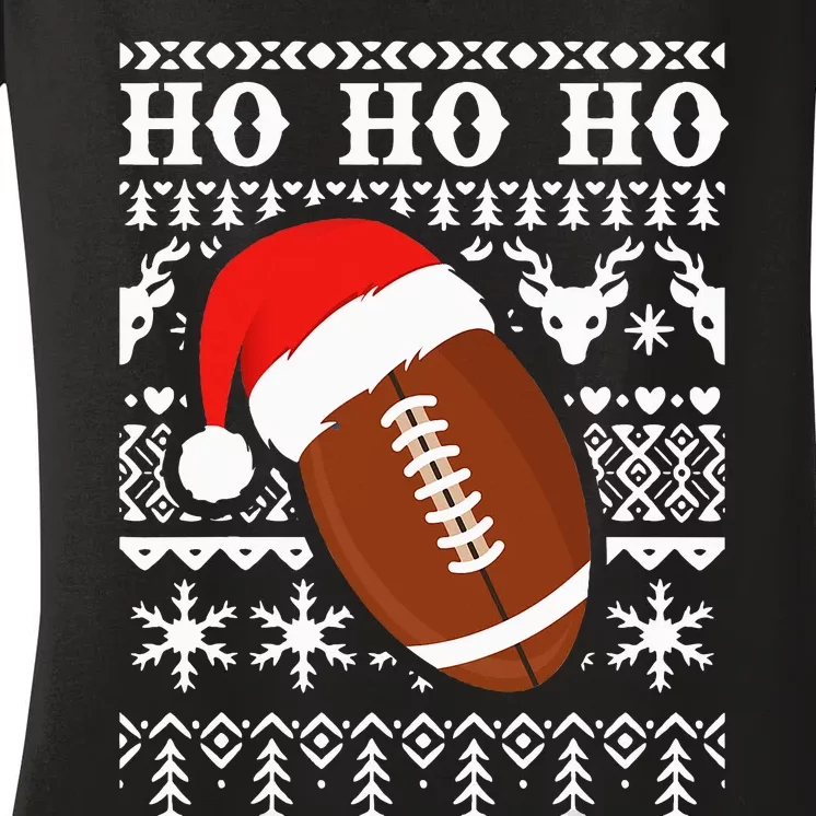 Funny American Football Ugly Christmas Sweater XMAS Women's V-Neck T-Shirt