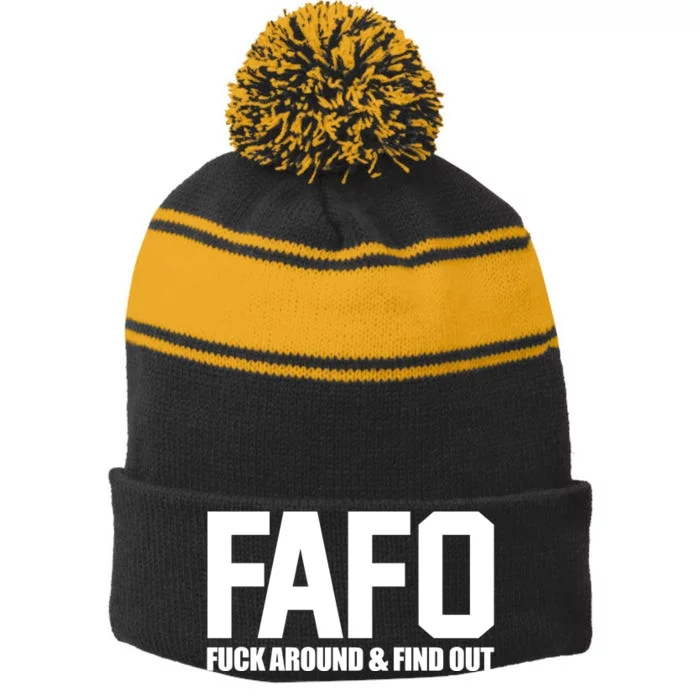 FAFO Fuck Around & Find Out Stripe Pom Pom Beanie