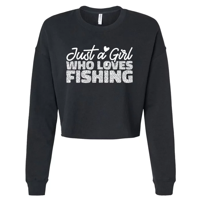 Fishing Angler Girl Fisherwoman Vintage Cropped Pullover Crew