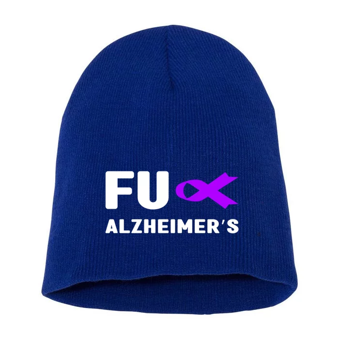 Fuck Alzheimer's Gift Fuck Detia Alzheimer's Awareness Great Gift Short Acrylic Beanie