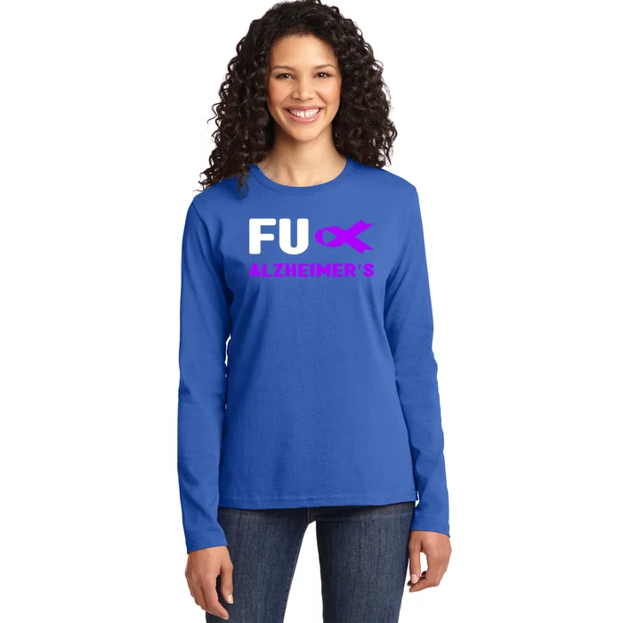 Fuck Alzheimer's Gift Fuck Detia Alzheimer's Awareness Cute Gift Ladies Long Sleeve Shirt