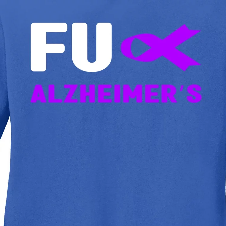 Fuck Alzheimer's Gift Fuck Detia Alzheimer's Awareness Cute Gift Ladies Long Sleeve Shirt