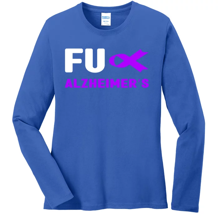 Fuck Alzheimer's Gift Fuck Detia Alzheimer's Awareness Cute Gift Ladies Long Sleeve Shirt