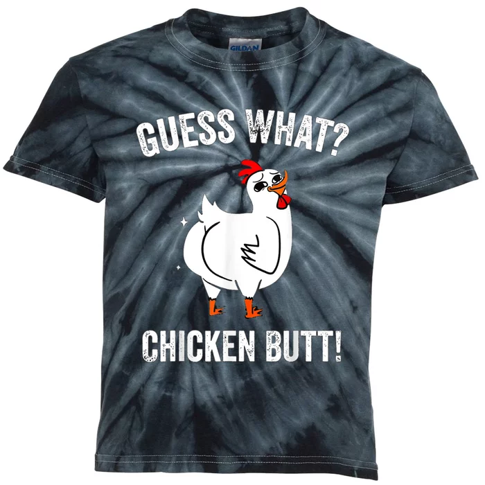 Funny Animal Guess What Chicken Butt Cute Chickens Buffs Kids Tie-Dye T-Shirt