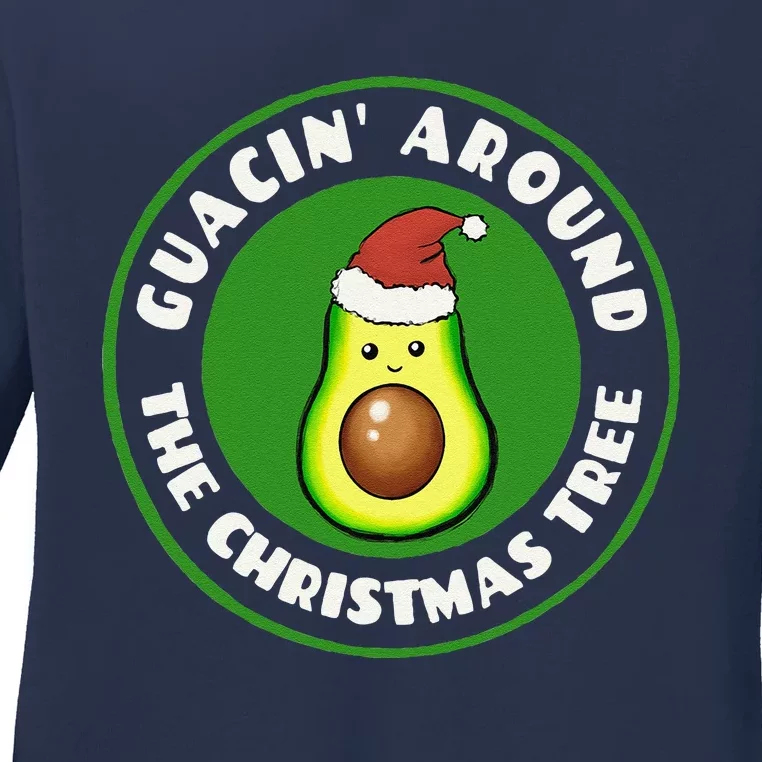 Funny Avocado Guac Christmas Pun Ladies Long Sleeve Shirt