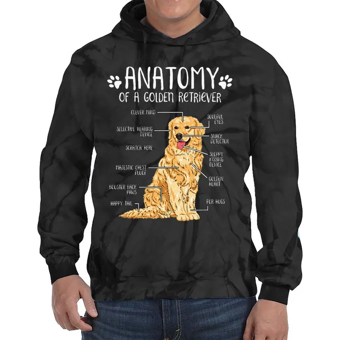 Funny Anatomy Golden Retriever Dog Lover Tie Dye Hoodie