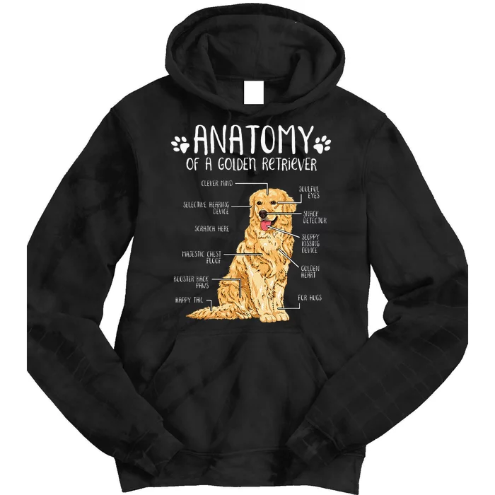 Funny Anatomy Golden Retriever Dog Lover Tie Dye Hoodie