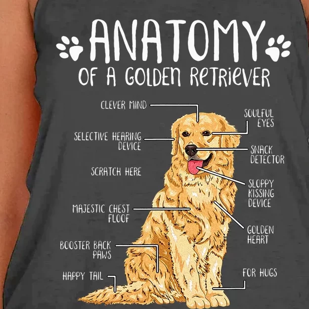 Funny Anatomy Golden Retriever Dog Lover Women's Knotted Racerback Tank