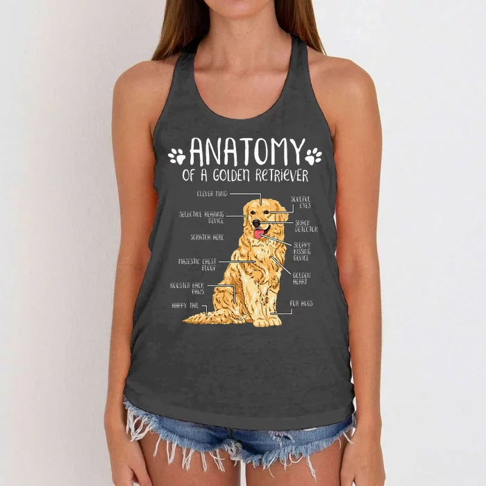 Funny Anatomy Golden Retriever Dog Lover Women's Knotted Racerback Tank