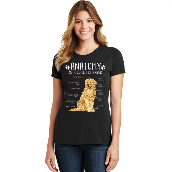 Funny Anatomy Golden Retriever Dog Lover Women's T-Shirt