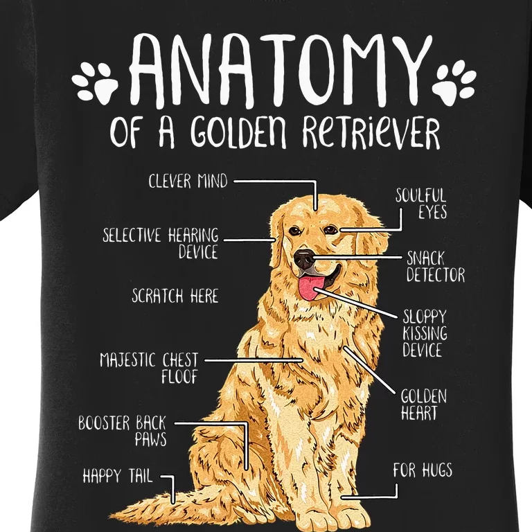 Funny Anatomy Golden Retriever Dog Lover Women's T-Shirt