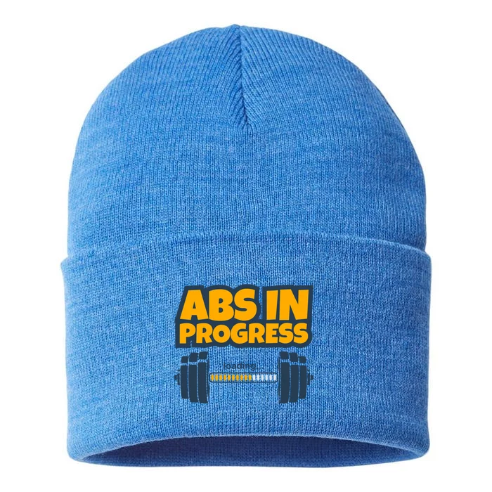 Funny Abs Gym Workout Weight Bars Loading Six Pack Abs Body Gift Sustainable Knit Beanie