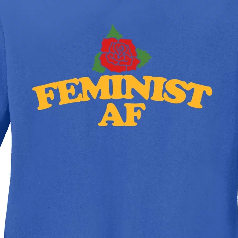 Feminist Af Gift Feminism Red Rose Design Feminist Art Ladies Long Sleeve Shirt