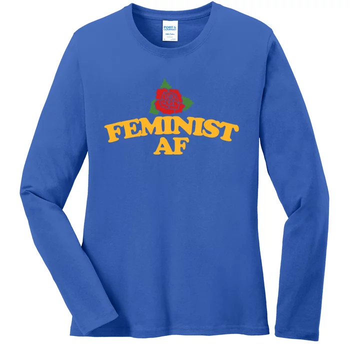 Feminist Af Gift Feminism Red Rose Design Feminist Art Ladies Long Sleeve Shirt