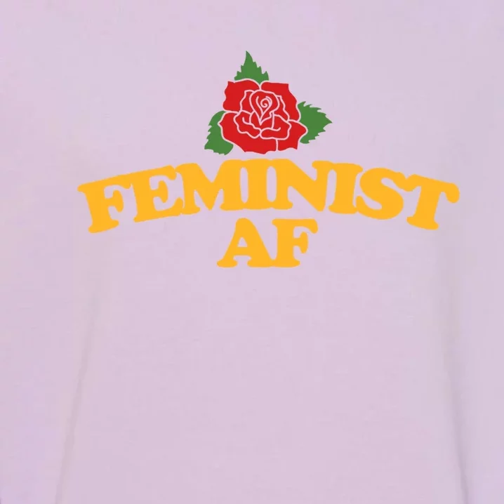 Feminist Af Gift Feminism Red Rose Design Feminist Art Garment-Dyed Sweatshirt