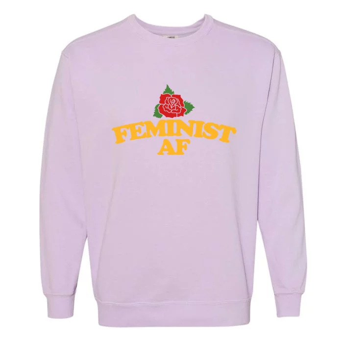 Feminist Af Gift Feminism Red Rose Design Feminist Art Garment-Dyed Sweatshirt