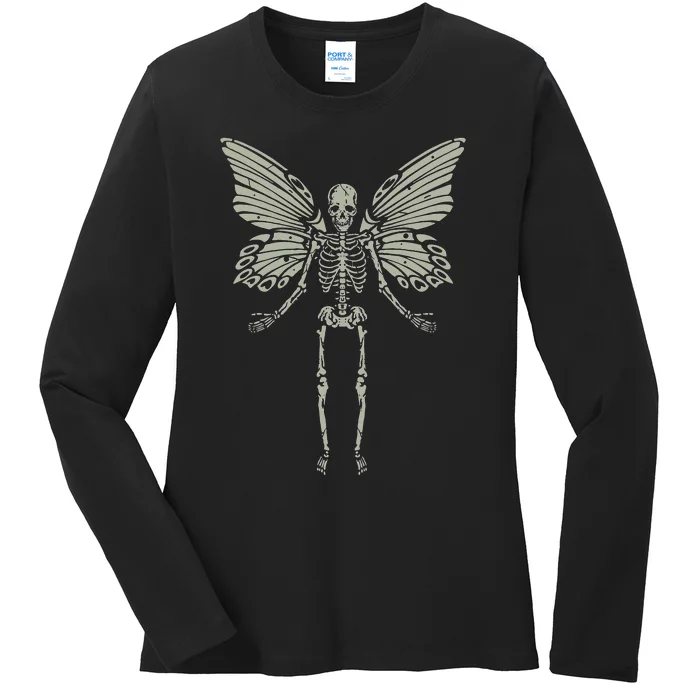 Fairycore Aesthetic Gothic Butterfly Skeleton Fairy Grunge Ladies Long Sleeve Shirt