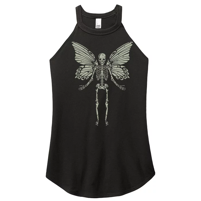 Fairycore Aesthetic Gothic Butterfly Skeleton Fairy Grunge Women’s Perfect Tri Rocker Tank