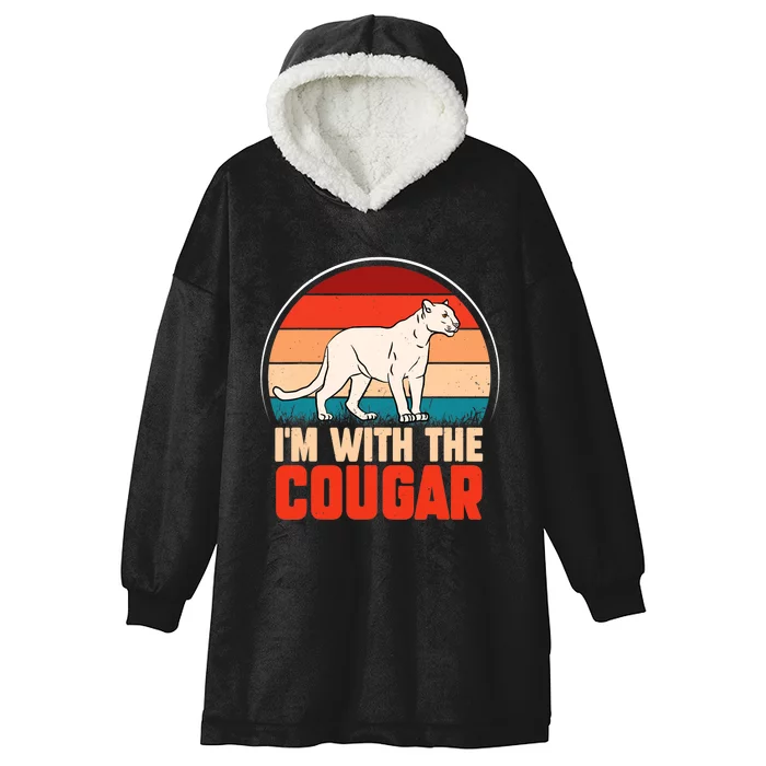 Funny animal graphic I'm with the cougar Hooded Wearable Blanket